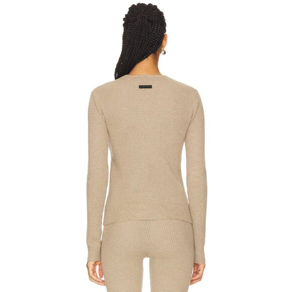 Fear of God ESSENTIALS Fitted Sweater in Desert Sand Medium Womens Top - Picture 14 of 15